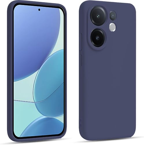 Image of DIZORO Microfiber Candy Back Cover Case for Vivo V60 5G / V60e 5G / Vivo T4 Pro 5G Soft Silicone Rubberized Case with Camera Protection (TPU, Navy Blue)
