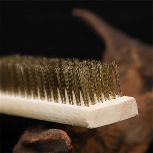 Image of Wire Brush,Stainless Steel Wire Scratch Brush for Cleaning Rust with 8.3 inch inch Long Curved Beechwood Handle