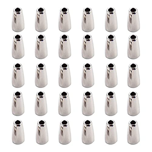 Hazrcvr 40 Pièces Cord Stopper Corde Verrouiller Serrure de Corde Bouchon de Cordon en Metal Verrous de Cordon pour Cordon de Serrage Cordons de Serrage Argent Cover