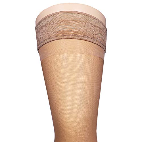 Image of Truform Sheer Compression Stockings, 15-20 mmHg, Women's Thigh High Length, 20 Denier, Beige, X-Large (Pack of 2)