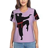 KLJnmbb Lässiges T-Shirt für Damen, Karate, klassisch, kurzärmelig, weich, geeignet für Arbeit, Büro, Schwarz , S