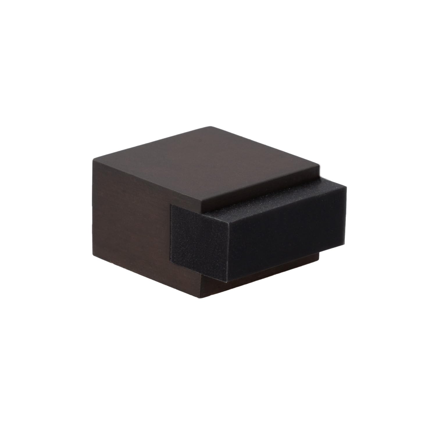 EVI Herrajes | Floor Door Stop - Square Design | 20x14 mm | Rustic Brass - Black Rubber | Adhesive Mounting| I-197/14