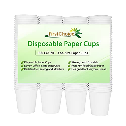 FirstChoice EcoNaturals [300] 3 ounce White Paper Cups, Espresso, Bathroom, Sample, Medicine, Mini Dispenser, Shot, Kids Drinking, Condiment, Portion or Mouth Rinse Cups