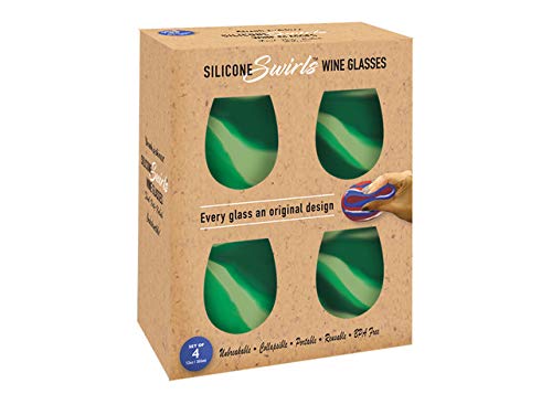 Sili Wraps Unbreakable Silicone Wine Glasses - Tie Dye Set Of 4-12Oz Shatterproof Wine Tumblers, Dishwasher Safe Drinkware (Camo Green) #TOP4