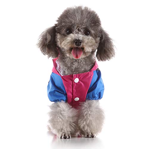 Gxlong Small Raincoat Dog Adjustable Elastic 4 Legs Pet Clothing Waterproof Bright Reflective Strips With Hood Safety Outdoor Training(Pink,Xs) #TOP1