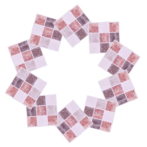 Homoyoyo Azulejos Adhesivos Beige Autoadhesivos para Pared de Cocina y Baño, 18 Piezas de Vinilo Diseño de para Protección contra Salpicaduras