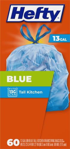 Image of Hefty Blue Trash Bags,Blue,13 Gallon,60 Count (Pack of 6)