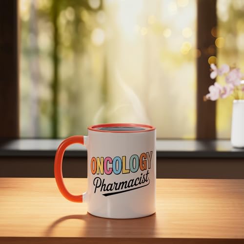 Taza cerámica oncología naranja y blanca 11 oz miniatura 3