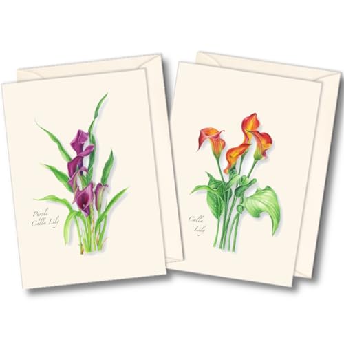 Image of Earth Sky + Water - Calla Lily Assortment Notecard Set - 8 Blank Cards with Envelopes (4 each of 2 styles)