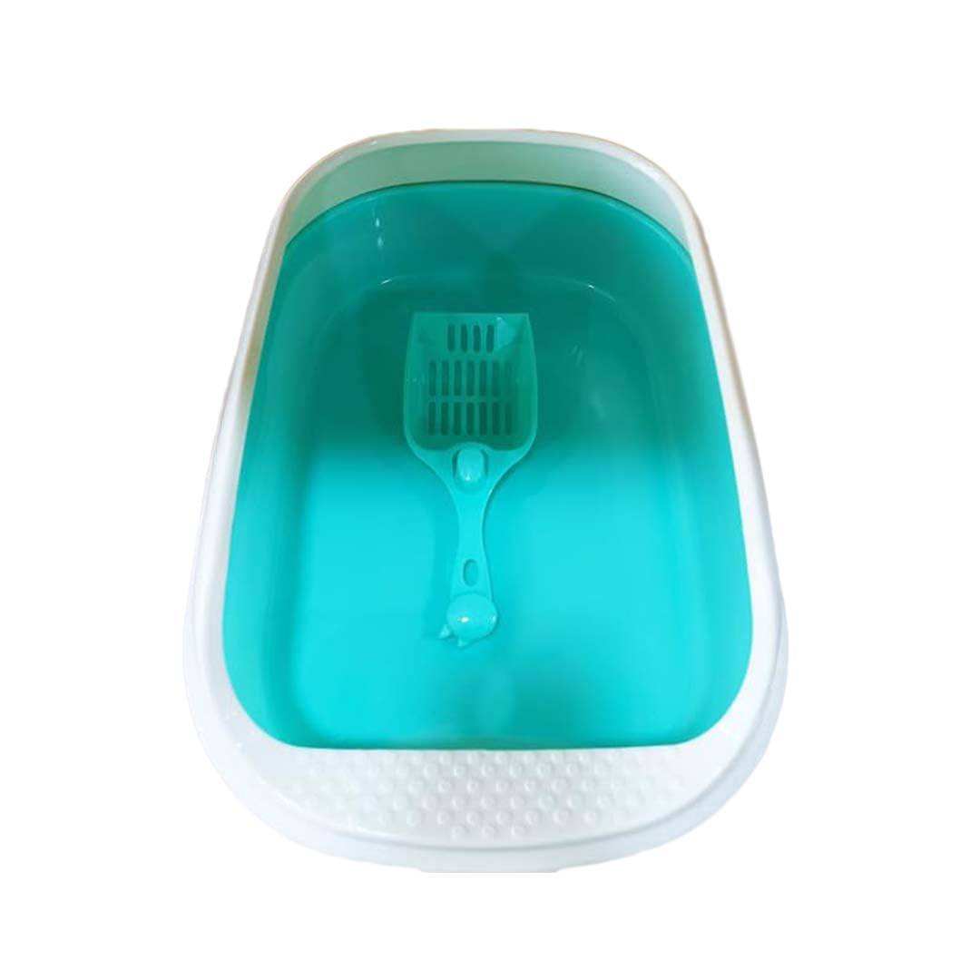 PETS EMPIRE Cat Litter Box Tray with Free Scooper – Semi-Closed Design, Durable Quality, Suitable for All Adult Cats & Kittens, Green-image-44