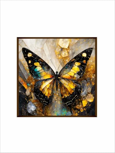 Image of Artsense Painting for wall decoration Abstract wall painting for living-Golden butterfly painting for home decoration with frame-Multicolor /20x20 inches /(50x50 cm) (Sparkle Gold)