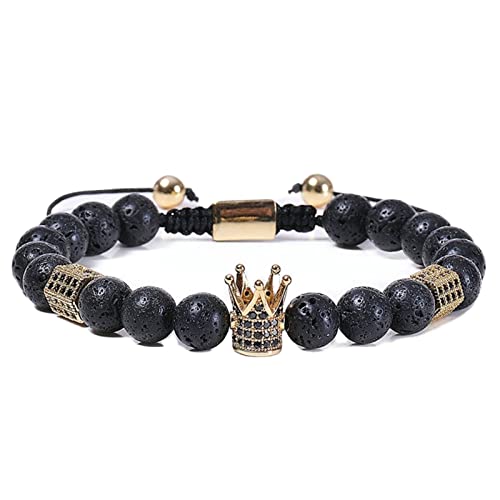Bracelet de perle et pierre de 8 mm avec couronne ajustable