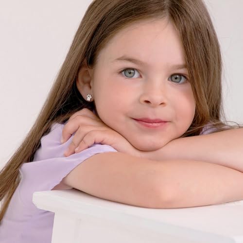 925 Sterling Silver Polished Dog Paw Screw Back Earrings - Sweet Dog Shaped For Little Girls & Teens2