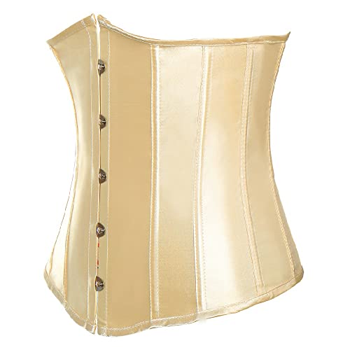 Corset Corselet Cinta Modeladora Redutora Delineadora Underbust Acetinado Creme M408