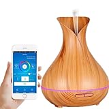 Smart WiFi Wireless Essential Oil Aromatherapy Diffuser, Compatible with Alexa & Google Home, Phone App & Voice Control, Large Ultrasonic Diffuser, LED & Timer Settings (Light Brown)