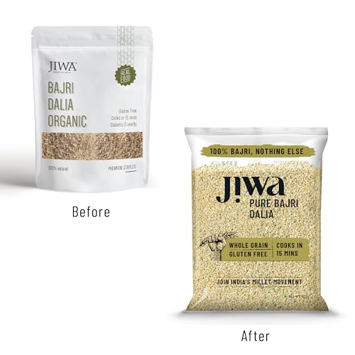 Image of Jiwa Pure Bajri Dalia | Cooks In 15 Minutes | Millet | Broken Pearl Millet Daliya | Gluten Free | 500 g (Pack of 3)