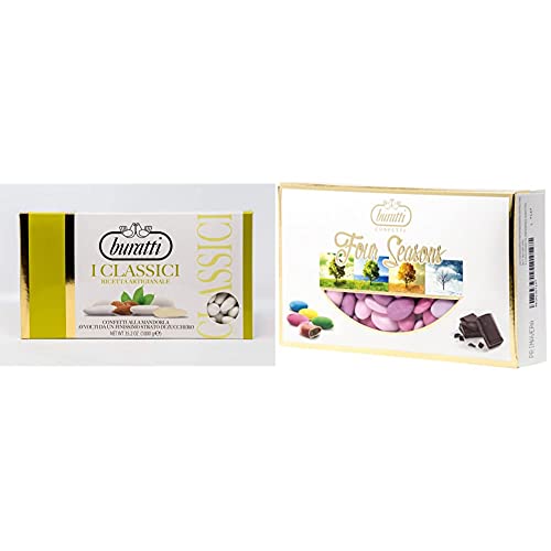 Buratti Confetti Dragées à l'amande Entière Blanches 1 Kg & Dragées au Chocolat Printemps 1 Kg