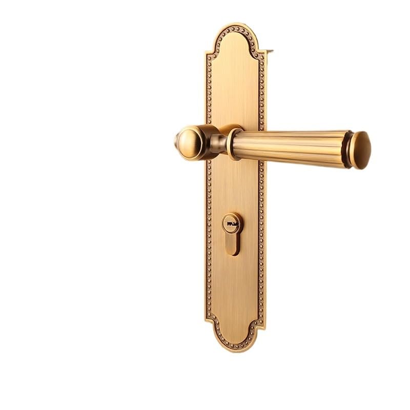 Serrure de porte en laiton antique rétro avec poignée magnétique silencieuse