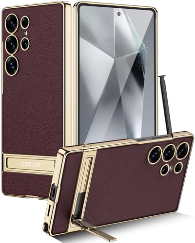 Miimall ΉGalaxy S25 Ultra 5G Case P[X  y PU+PC U[ ϏՌ stand JYی S25 Ultra gуJo[ op[ Y \tg s h~ C菝h~ dCbL CX[