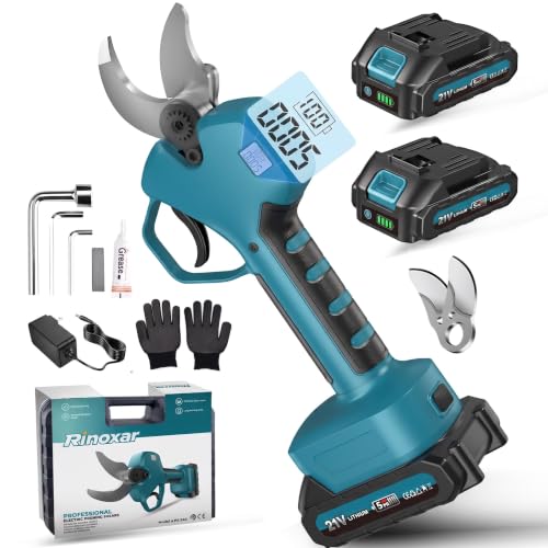 Tijeras de Podar Eléctricas 40mm, Tijeras de Podar Profesionales con 21V/2x2000mAh Baterías, Pantalla LCD, Podadora Electrica Brushless para Jardinería, Árboles Frutales, Viñedos
