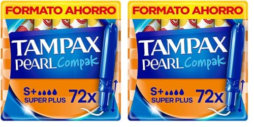 Tampax Pearl Compak Super Plus, 72 Tampones con Aplicador, Nuestro nº1 en Confort y Protección (Paquete de 2)