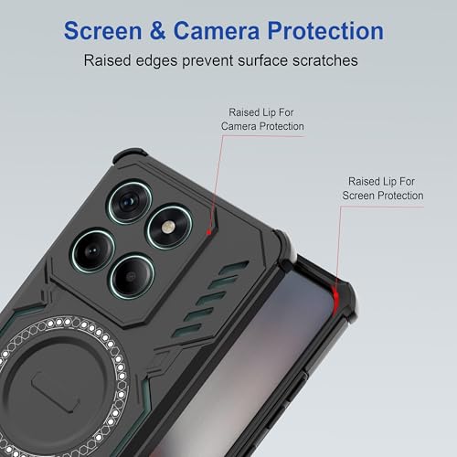 Image of Zapcase Back Case Cover for Motorola Edge 60 5G | Magnetic Case with Built-in Metal Ring | Supports MagSafe Charger, Wallet & Car Mount | Shockproof Hybrid PC + TPU | Black