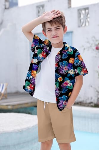 Image of Cromoncent Matching Hawaiian Outfits for Family, Dad and Son Matching Luau Beach Tropical Shirts Mommy Daughter Tropical Sets