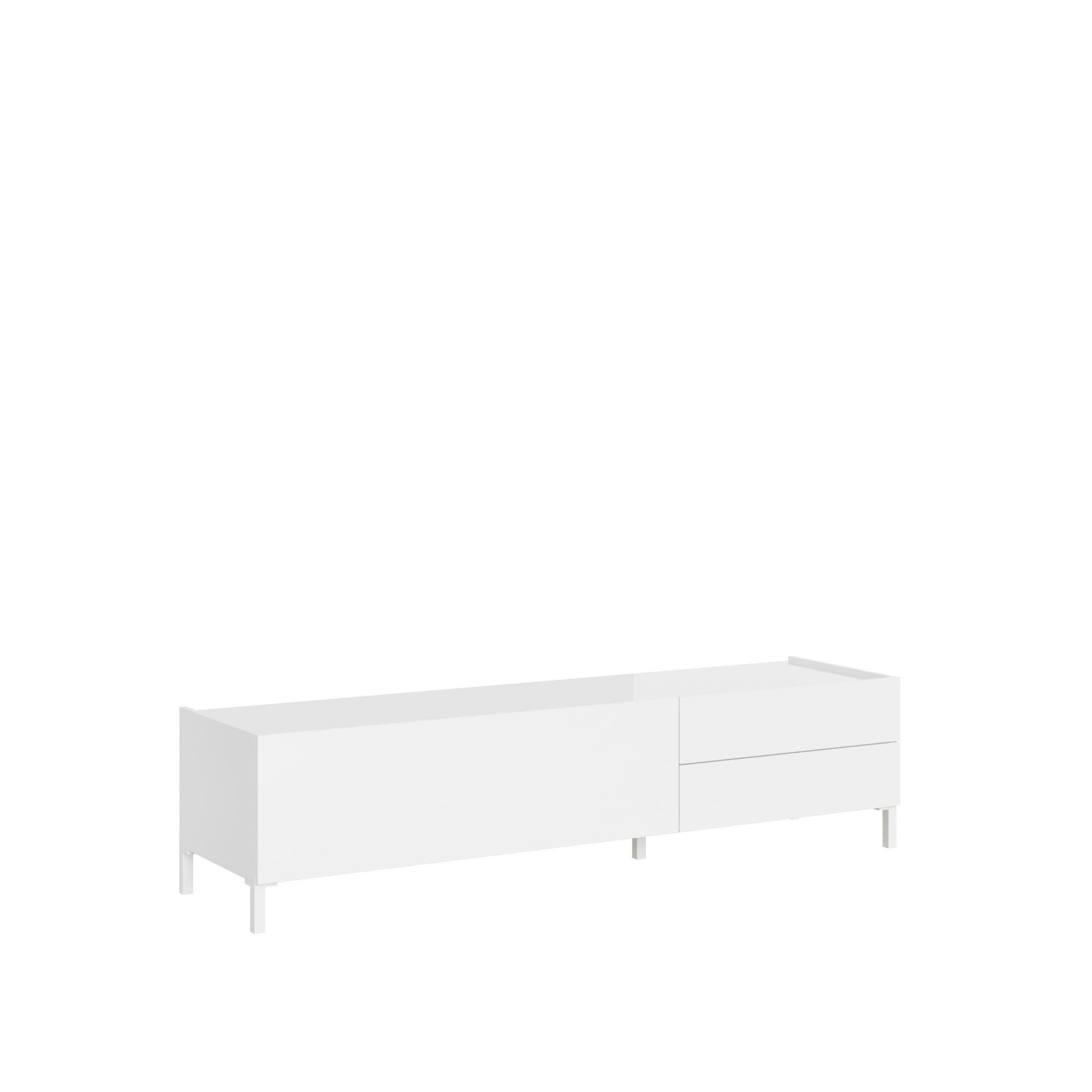 Meuble TV blanc brillant de 160 cm pour vos soirées cinéma en famille
