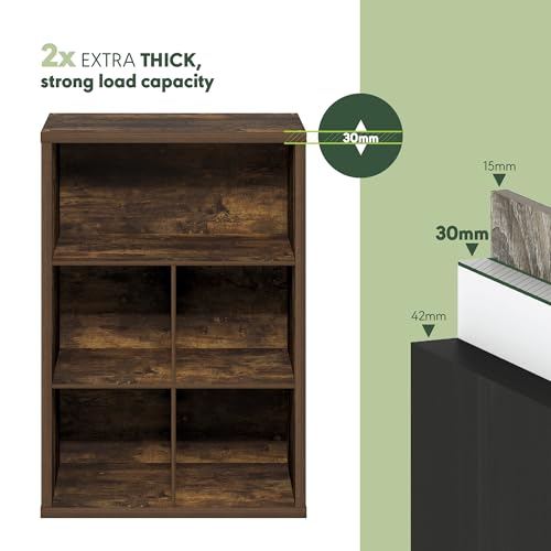 Image of Furinno Cubicle Book Shelf, 5-Cube Bookshelf, Extra Thick Frame Cube Storage Organizer Bookcase with Closed Back, 15.3 x 29.9 x 43.3, for Living Room, Bedroom, Home Office, Amber Pine