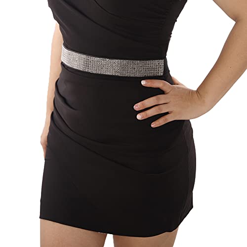 Wiwpar Stretchy Silver Belts for Women Dress Bling Rhinestone Shiny Elastic Wide Waist Belt for Women Ladies Girls (Style2)3