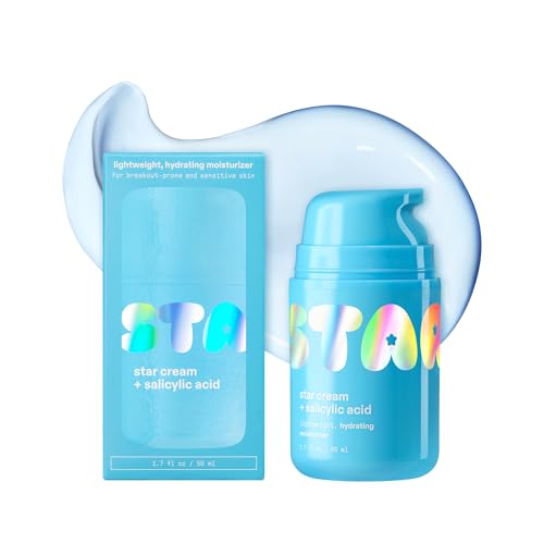 Starface Star Cream + Salicylic Acid, Lightweight, Hydrating Moisturizer, Made for Breakout-Prone and Sensitive Skin, Minimize Breakouts, Unclog Pores, Oil-free, Fragrance Free (1.7 fl oz)