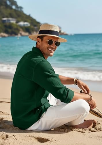 Image of Combo of Men's Casual Cotton Blend Shirt || Long Sleeve Button Down with Spread Collar | Lightweight Breathable Fabric | Stylish Solid Shirt for Beach, Office & Everyday Wear Pack of 2