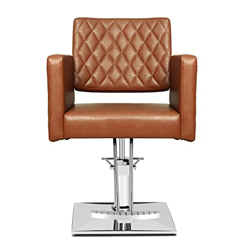 Paddie Salon Chair For Hair Stylist, Height Adjustable Hydraulic Chair Barber Chairs All Purpose Beauty Spa Salon Equipment, Max Load Weight 330 Lbs (Brown-New) #TOP5