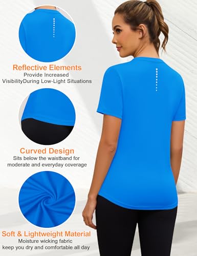 Blingfit Workout Tops for Women Short Sleeve Yoga Shirts Sports Gym Tshirts Quick Drying Running Top UPF 80+ Sun Protection3