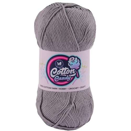 Image of NESTNHAVEN Cotton Candy 100% Cotton Yarn - (100g, 185 Meters) - Luxury Yarn for Crochet, Amigurumi, Embroidery, Toys, Garments, Flowers and Hobby, Projects. (Grey) | (300 Gm)