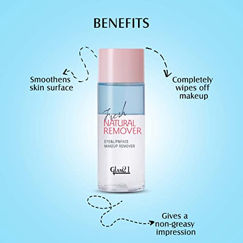 Image of Glam21 Makeup Remover for Water-Proof & Long Lasting Makeup| Mild & Residue Free| Non-greasy | Smoothens Skin - 100mL