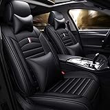 ANKIV Full Set Universal Fit 5 Seats Car Waterproof Pu Leather Front Rear Car Seat Cushion Cover wit
