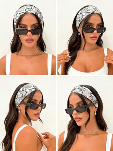 Image of DRESHOW 6 Pack Yoga Sports Headbands for Women Elastic Non-Slip Headbands Running Workout Hair Bands