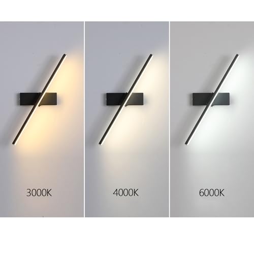 Aplique de pared LED negro de 30cm con enchufe e interruptor 2