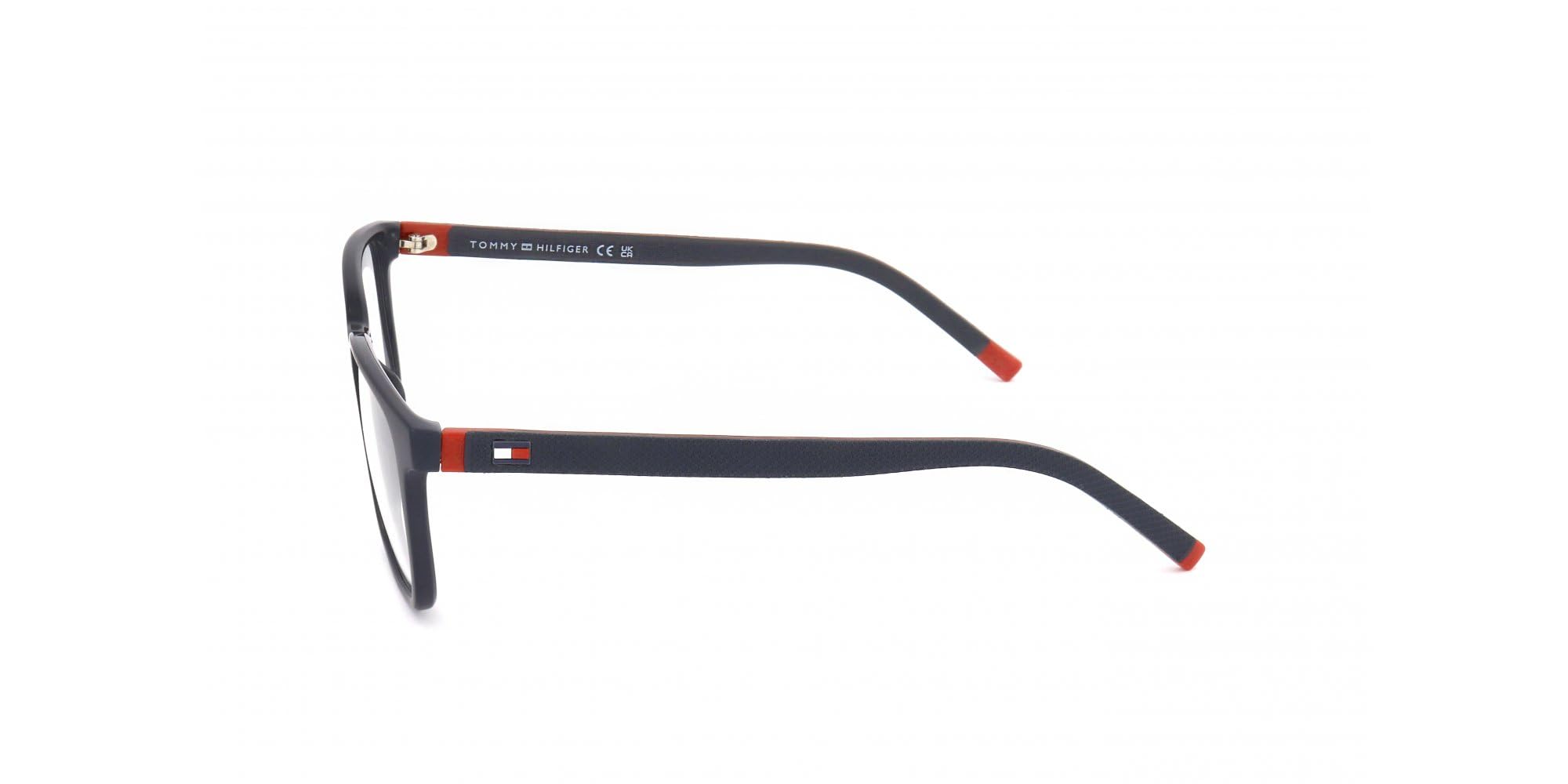 TOMMY HILFIGER Okulary z ostrością widzenia dla mężczyzn, opcjonalnie z filtrem przeciwsłonecznym lub filtrem niebieskiego światła, prostokątne, wykonane z poliamidu wtryskowego (w zestawie etui na