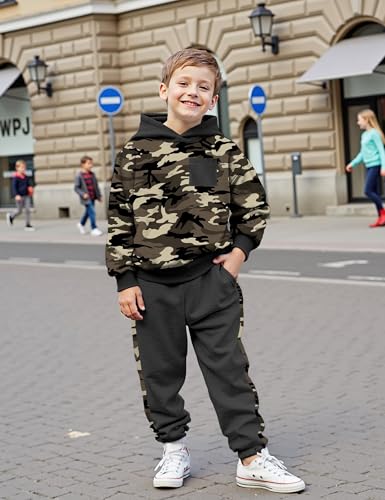 Image of Boys Clothes Fall Winter Outfits Camouflage Long Sleeve Hoodie and Pants 2PC Kids Clothes Boys for 5-14 Years