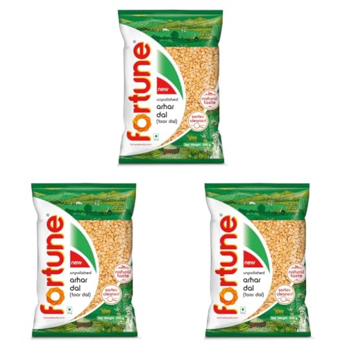 Image of Fortune Arhar Dal (Toor Dal), 500 gm, Unpolished and Sortex cleaned (Pack of 3)