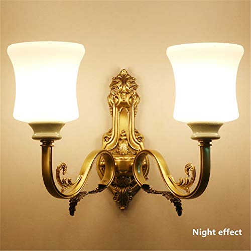 Wall Lights Indoor European Retro American Simple Double Head E14 Bedside Lighting Glass Lampshade Ceramics Decoration Carving Base Full Copper Brass Wall Lamp for Living Room Bedroom Hallway steampunk buy now online Wall Lights Indoor European Retro American Simple Double Head E14 Bedside Lighting Glass Lampshade Ceramics Decoration Carving Base Full Copper Brass Wall Lamp for Living Room Bedroom Hallway steampunk buy now online