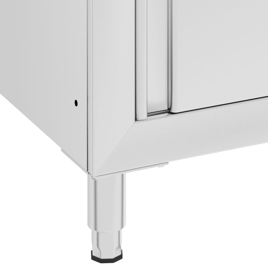 Tavolo da lavoro per gastronomia con armadio in acciaio inox, 60 x 60 x 96 cm, con inclinazione e piedini regolabili, per ristoranti, ristoranti, cucine, hotel, mense, stoccaggio e
