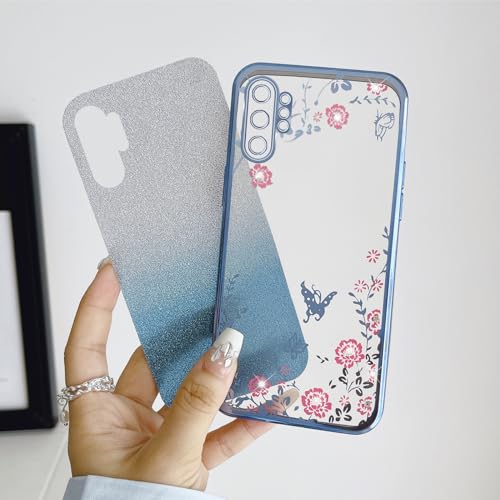 Image of for Note 10 Plus Case,Galaxy Note 10 Plus case for Women Gradual Change Glitter Crystal Soft TPU Butterfly Floral Heart Clear Protective Cover with Strap for Samsung Galaxy Note 10 Plus