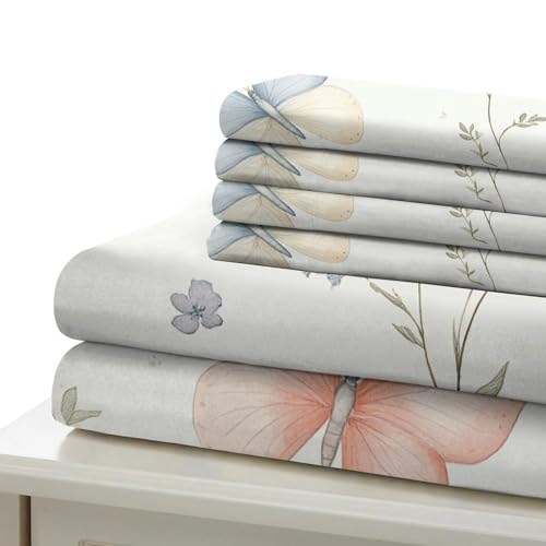 Parure de lit microfibre haut de gamme imprimé papillon floral 3D - 7