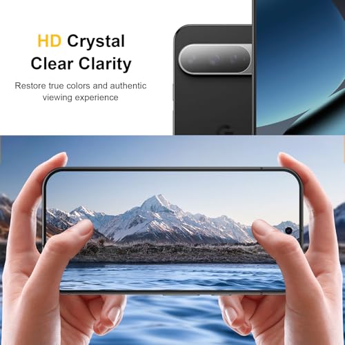 Image of [2+2 Pack] Screen Protector for Google Pixel 10 Pro + Camera Lens Protector, 3D Full Coverage, 9H Tempered Glass, Fingerprint Unlocking, Bubble Free