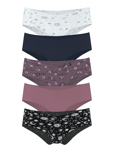 Victoria's Secret Women's No Show Cheeky Underwear, Minimal Coverage Panties for Women, Multi Pack, Moon & Stars Mix, M