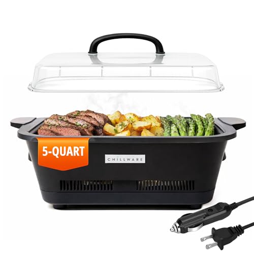 Electric Food Warmer & Cooler 5Qt Portable Mini Crock Pot & Slow Cooker Alternative Buffet Serving Dish for Cold (37F) or Hot (160F) Meals Tailgating Camping & Parties Dishwasher Safe