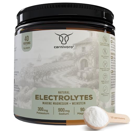 Natürliche Elektrolyte - Ohne Zucker - Ohne Süßstoff - KETO - Für Sport & gegen Kater - Ohne Zusätze & Aromen - isotonisches Elektrolytgetränk - Nachhaltig im Glas inkl. Messlöffel - 40 Portionen